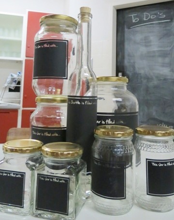 Blackboard label glass jars